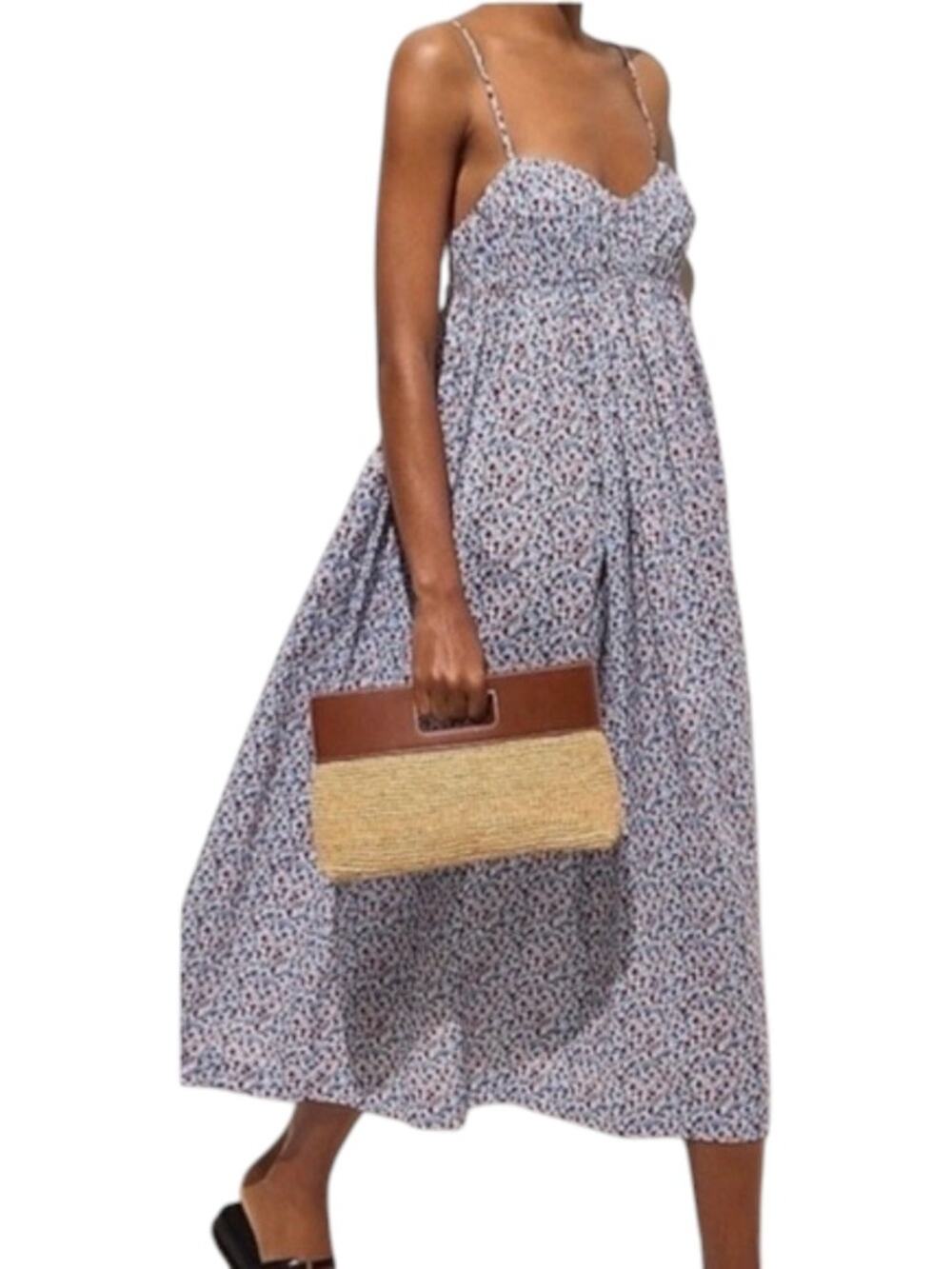 J. CREW Cotton Voile Empire Waist Dress Poppy Print Size XL
